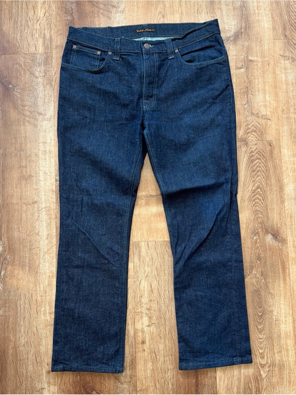 Nudie Jeans Mens 38x32 (fits 36x29) Thin Finn Dry Dark Grey Dark Wash Denim